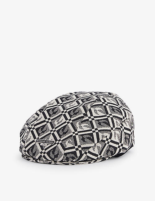 MARINE SERRE: Moon-print upcycled wool and recycled-polyester blend beret