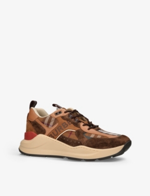 BURBERRY Sean check-print suede trainers