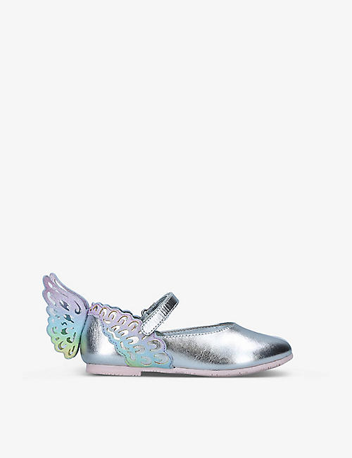SOPHIA WEBSTER: Evangeline wing-embroidered leather flats 1-5 years