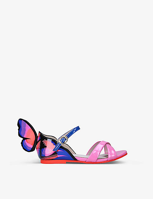 SOPHIA WEBSTER: Chiara butterfly-embroidered leather sandals 6-8 years