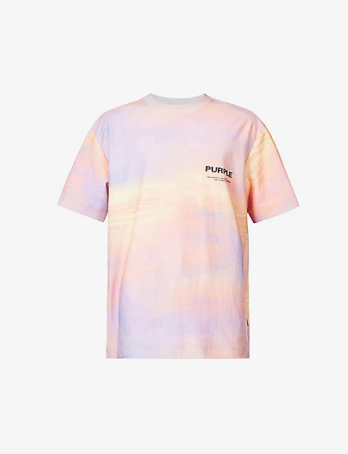 PURPLE DENIM: Sunset brand-print relaxed-fit cotton-jersey T-shirt