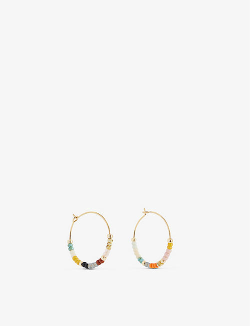 ANNI LU: Shelly Eldorado 18ct yellow-gold plated brass and glass beaded hoop earrings