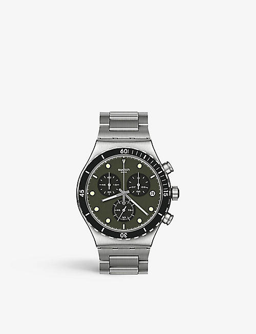 SWATCH: YVS488G Back in Khaki stainless-steel quartz watch