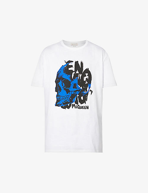 ALEXANDER MCQUEEN: Graphic-print boxy-fit cotton-jersey T-shirt