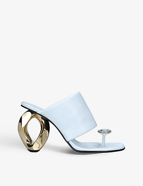 JW ANDERSON: Crystal-embellished chain-heel leather heeled sandals