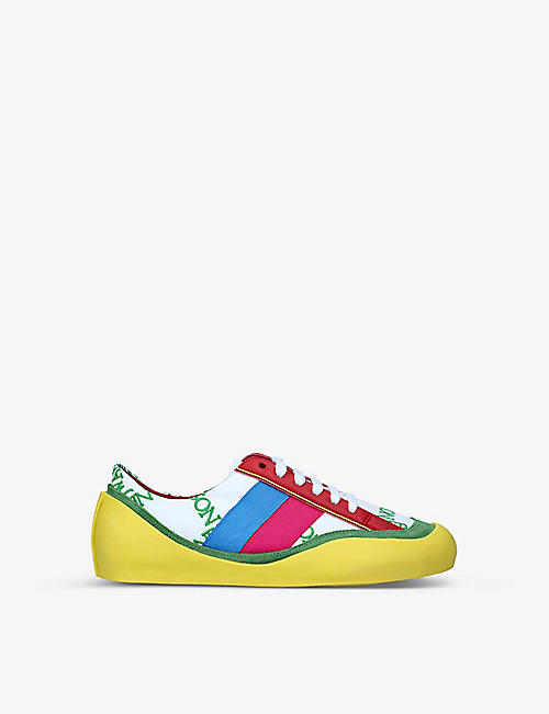 JW ANDERSON: Bubble brand-print cotton and leather-blend low-top trainers