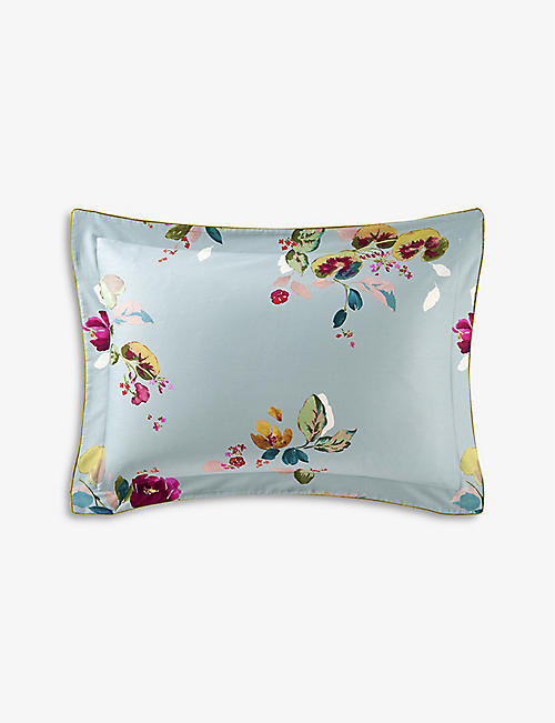 YVES DELORME: Eaux floral-print organic-cotton Oxford pillowcase 50cm x 75cm