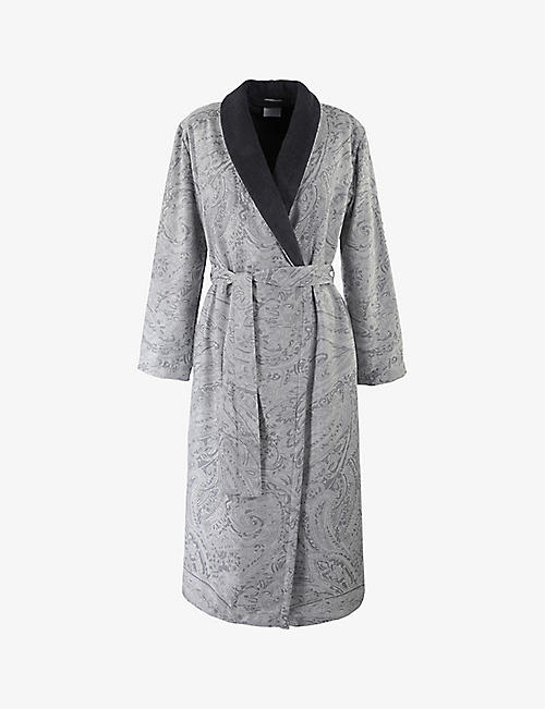 YVES DELORME: Foulard patterned cotton-terry dressing gown