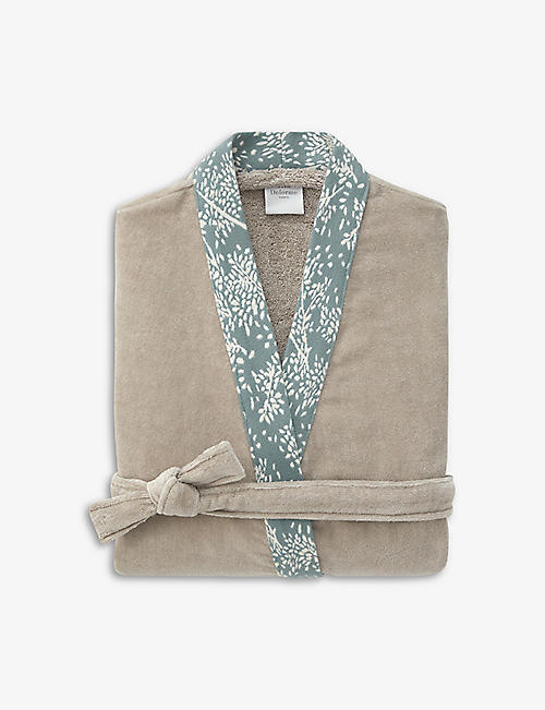 YVES DELORME: Rameaux patterned cotton-terry dressing gown