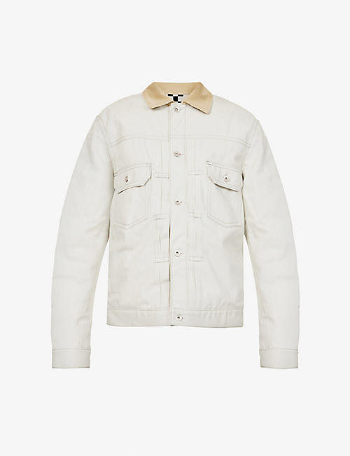 SACAI: Contrast-trim patch-pocket boxy-fit denim jacket