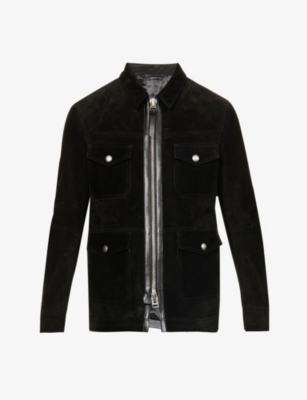 TOM FORD - Contrast-trim zipped relaxed-fit suede jacket | Selfridges.com