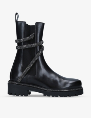 RENE CAOVILLA: Cleo rhinestone-embellished leather boots