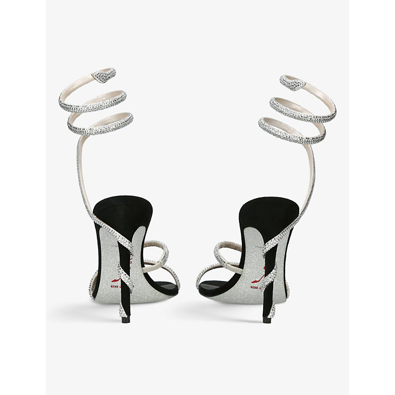 Shop René Caovilla Rene Caovilla Women's Black Cleo Crystal-embellished Suede Heeled Sandals