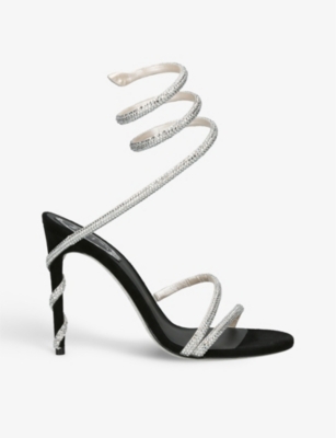 RENE CAOVILLA: Cleo crystal-embellished suede heeled sandals