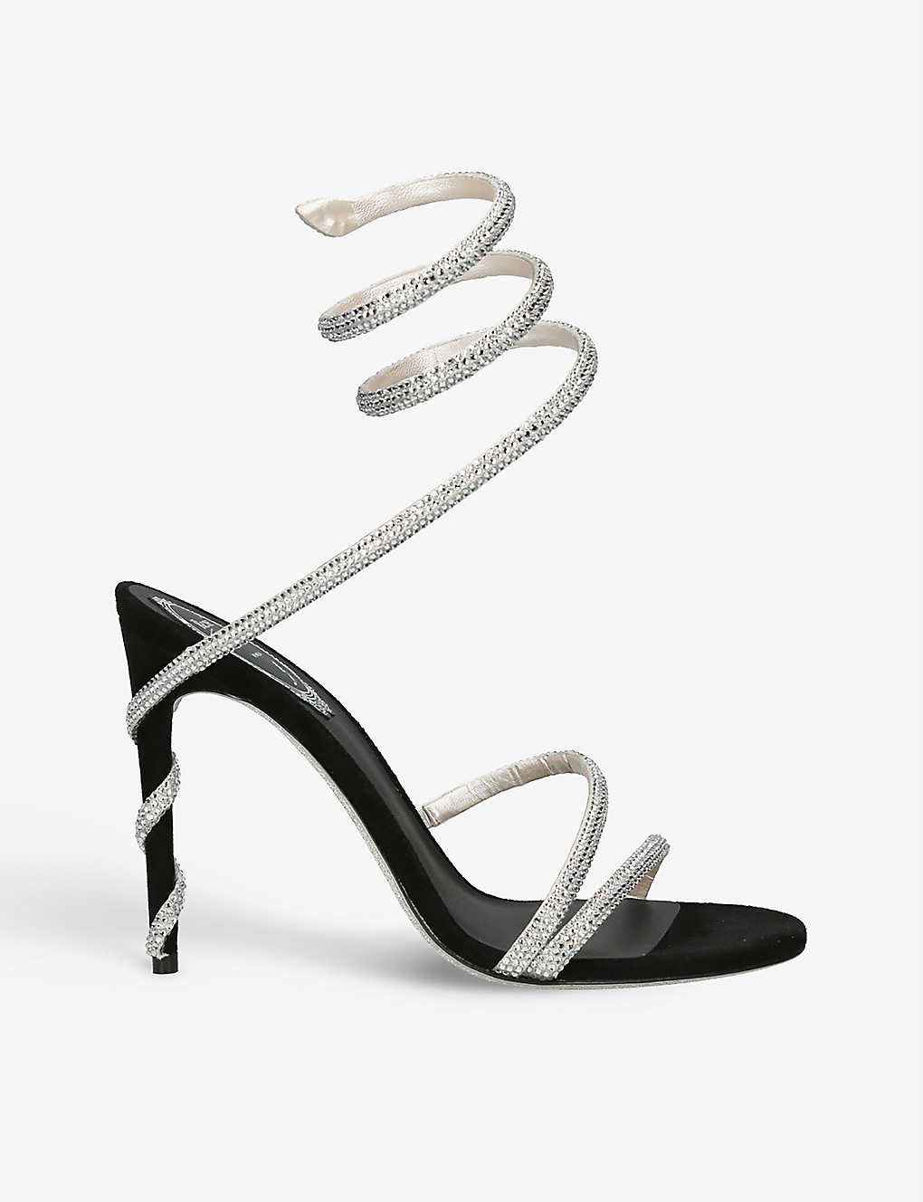 René Caovilla Rene Caovilla Womens Black Cleo Crystal-embellished Suede Heeled Sandals