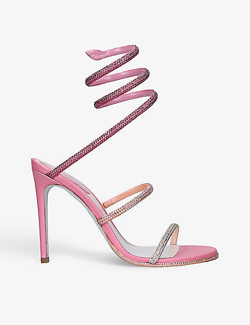 RENE CAOVILLA: Cleo 105 crystal-embellished leather heeled sandals