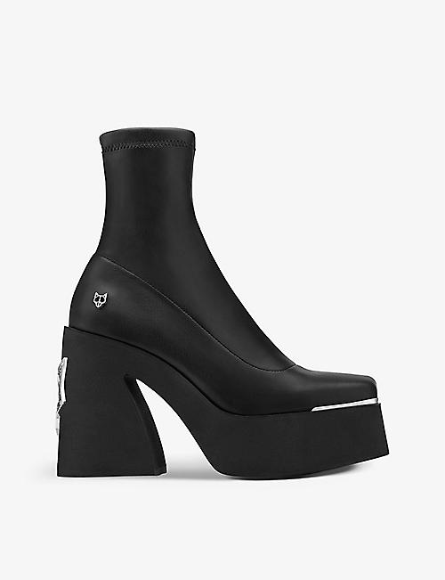 NAKED WOLFE: Illuminate faux-leather heeled ankle boots
