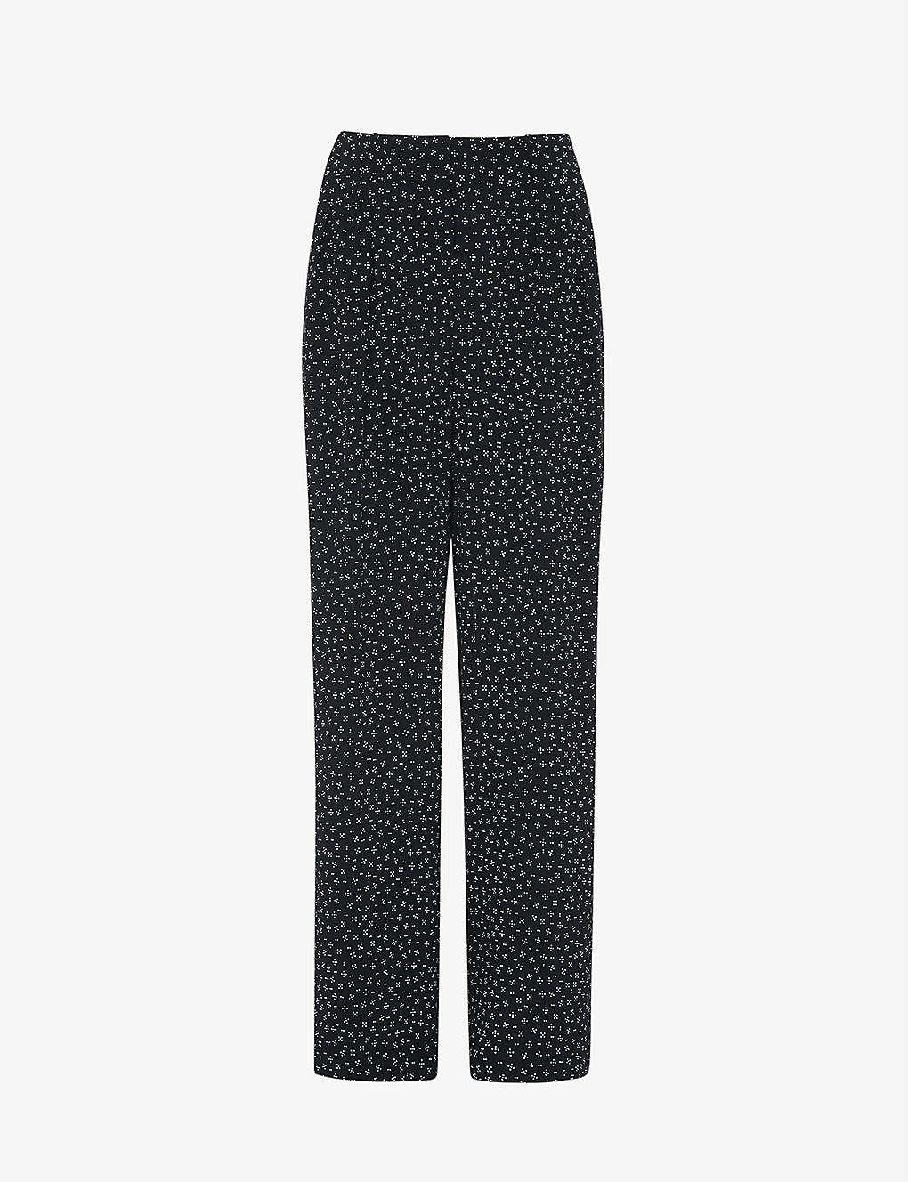 Whistles Womens Black Lizzie Geo-dot Pattern Woven Trousers