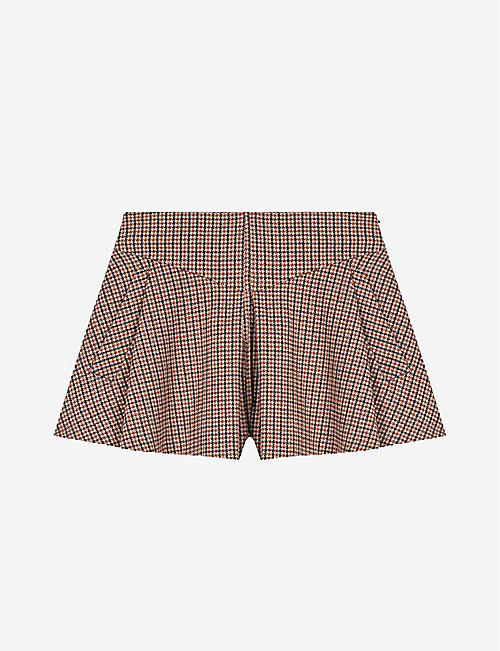 MAJE: Ivaisa houndstooth cotton-blend shorts