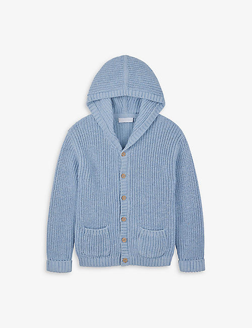 THE LITTLE WHITE COMPANY: Hooded cotton-knit cardigan 18 months-6 years