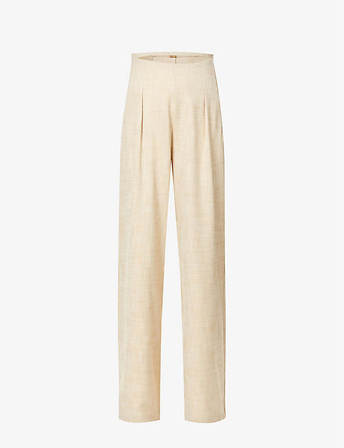 CULT GAIA: Tasha pleated wide-leg mid-rise stretch-woven trousers