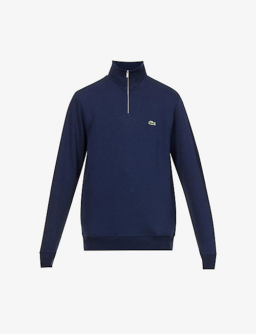 LACOSTE: Core logo-embroidered cotton-jersey sweatshirt