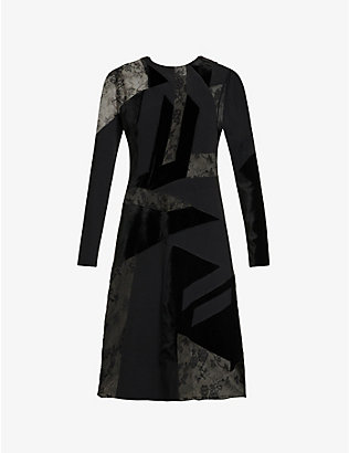 STELLA MCCARTNEY: Lace-panel silk-blend velvet midi dress
