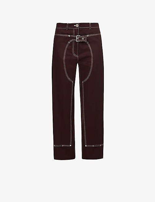 STELLA MCCARTNEY: Buckle-embellished high-rise cotton trousers