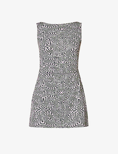MAISIE WILEN: Software pattern-printed slim-fit stretch-woven mini dress