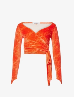 MAISIE WILEN: Dramady abstract-print velour top