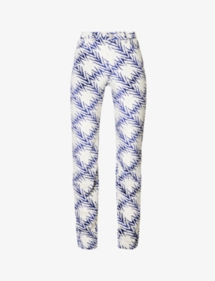 Maisie Wilen Mockumentary Straight-leg Mid-rise Velour Trousers In Reef Blue
