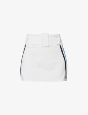 Maisie Wilen Magnet Side-stripe Stretch-woven Mini Skirt In Sugar Sugar
