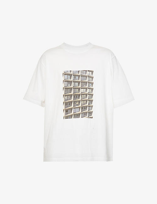 SONG FOR THE MUTE: Windows graphic-print oversized-fit cotton-jersey T-shirt