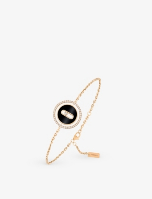 Messika Womens Rose Gold Lucky Move Small 18ct Rose-gold, 0.20ct Brilliant-cut Diamond And Onyx Brac