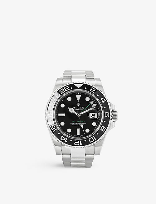 BUCHERER CERTIFIED PRE OWNED: Pre-loved 181037 Rolex GMT Master II stainless-steel automatic watch