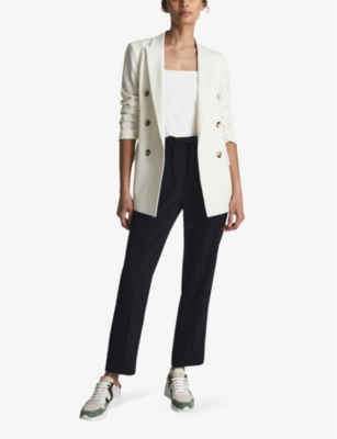 REISS: Hailey drawstring-waist tapered-leg recycled polyester-blend trousers