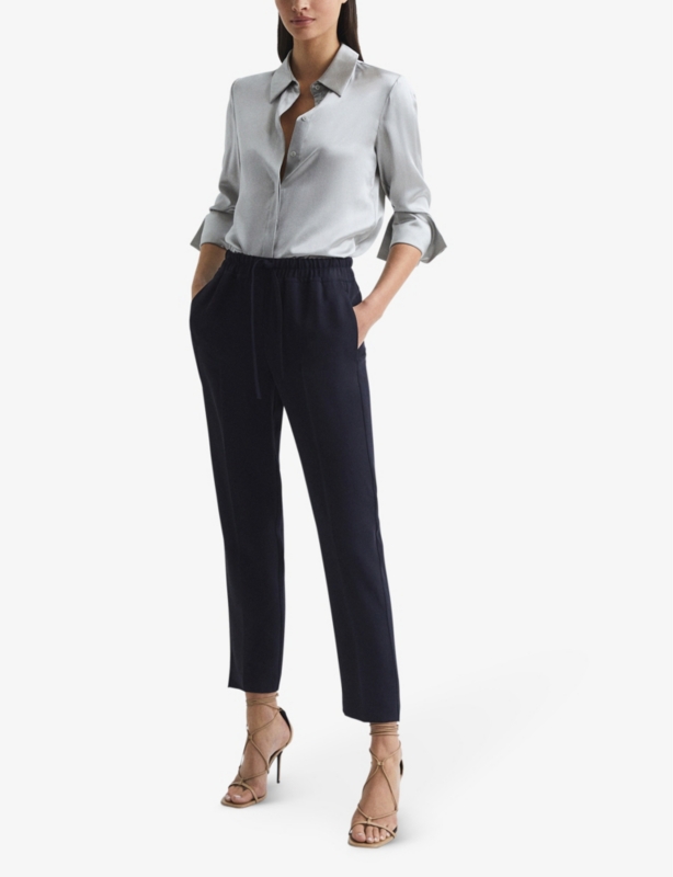 Hailey drawstring-waist tapered-leg recycled polyester-blend trousers