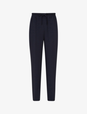 Reiss Womens Navy Hailey Drawstring-waist Tapered-leg Recycled Polyester-blend Trousers In Navy