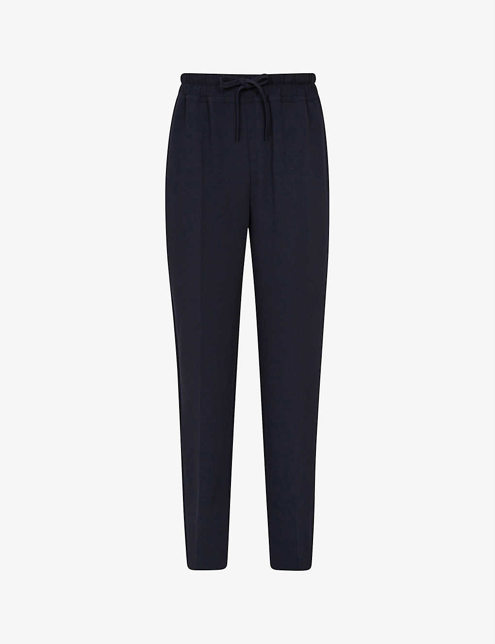 Reiss Womens Navy Hailey Drawstring-waist Tapered-leg Recycled Polyester-blend Trousers