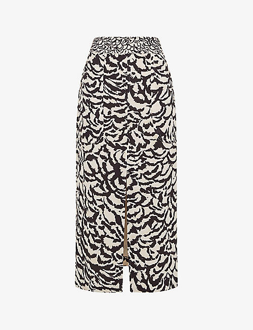 REISS: Tori zebra-print woven pencil skirt