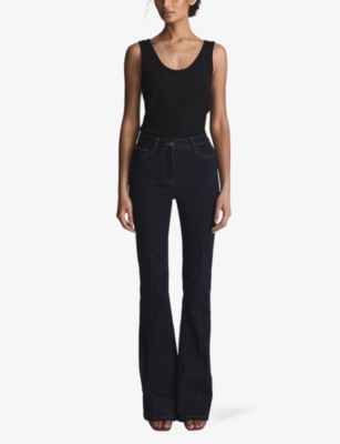 Reiss Violet Ribbed Tank Top In Black