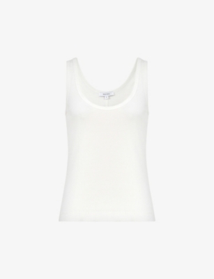 Shop Reiss Violet Scoop-neck Ribbed Stretch-cotton Vest In White