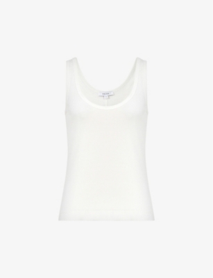 REISS: Violet scoop-neck ribbed stretch-cotton vest