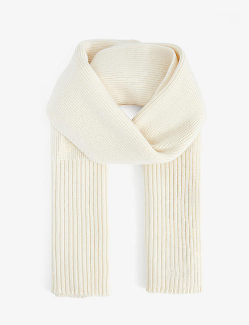 CHLOE: Brand-embroidered ribbed wool, cashmere and cotton-blend scarf