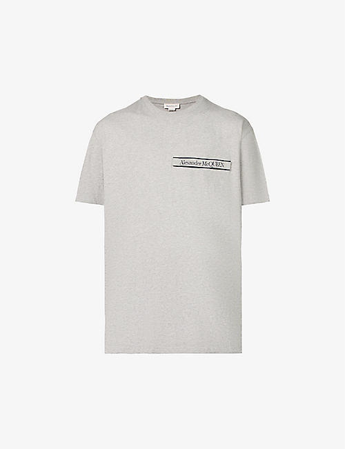 ALEXANDER MCQUEEN: Logo-tape boxy-fit cotton-jersey T-shirt