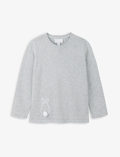 THE LITTLE WHITE COMPANY: Bunny-embroidered cotton jumper 18 months-6 years