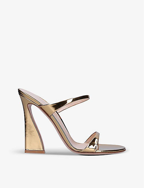 GIANVITO ROSSI: Aura metallic leather heeled mules