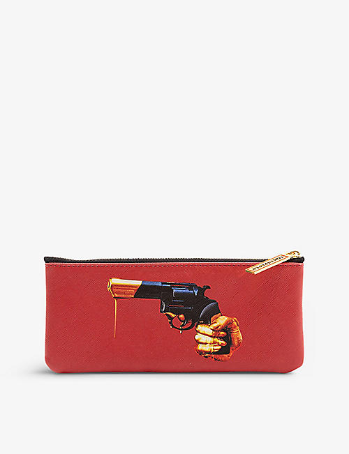 SELETTI: Seletti wears TOILETPAPER Revolver faux-leather cosmetics bag