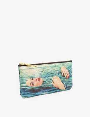 Shop Seletti Wears Toiletpaper Sea Girl Faux-leather Cosmetics Bag