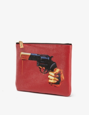 Shop Seletti Wears Toiletpaper Revolver Faux-leather Cosmetics Bag 21cm X 15cm